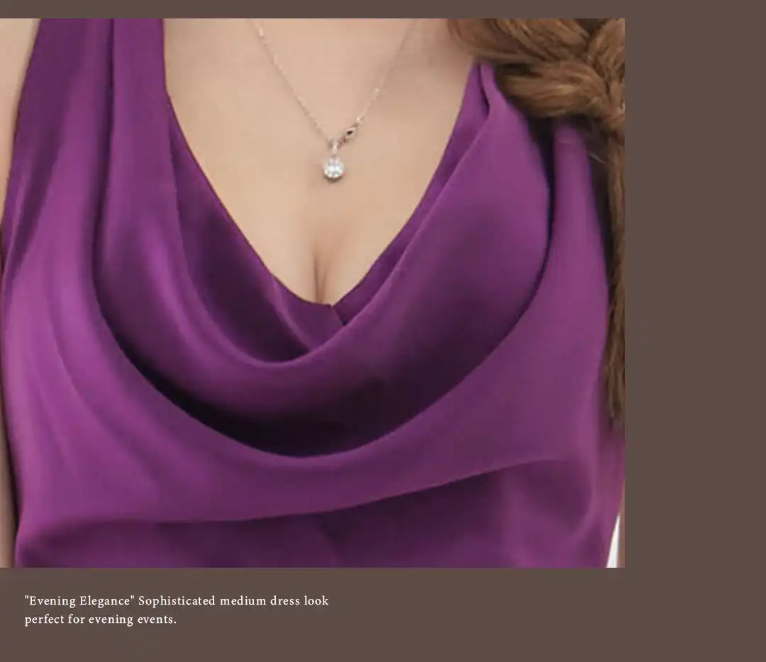 ドレープドレス / サテンドレス / キャバドレス ミディ / パープルドレス / タイトドレス / 上品セクシードレス / ナイトドレス レディース / ラウンジドレス / 艶感ドレス / ボディラインドレス / エレガントドレス / ミディドレス タイト / 夜会ドレス / 大人ドレス / サテンミディドレス 2