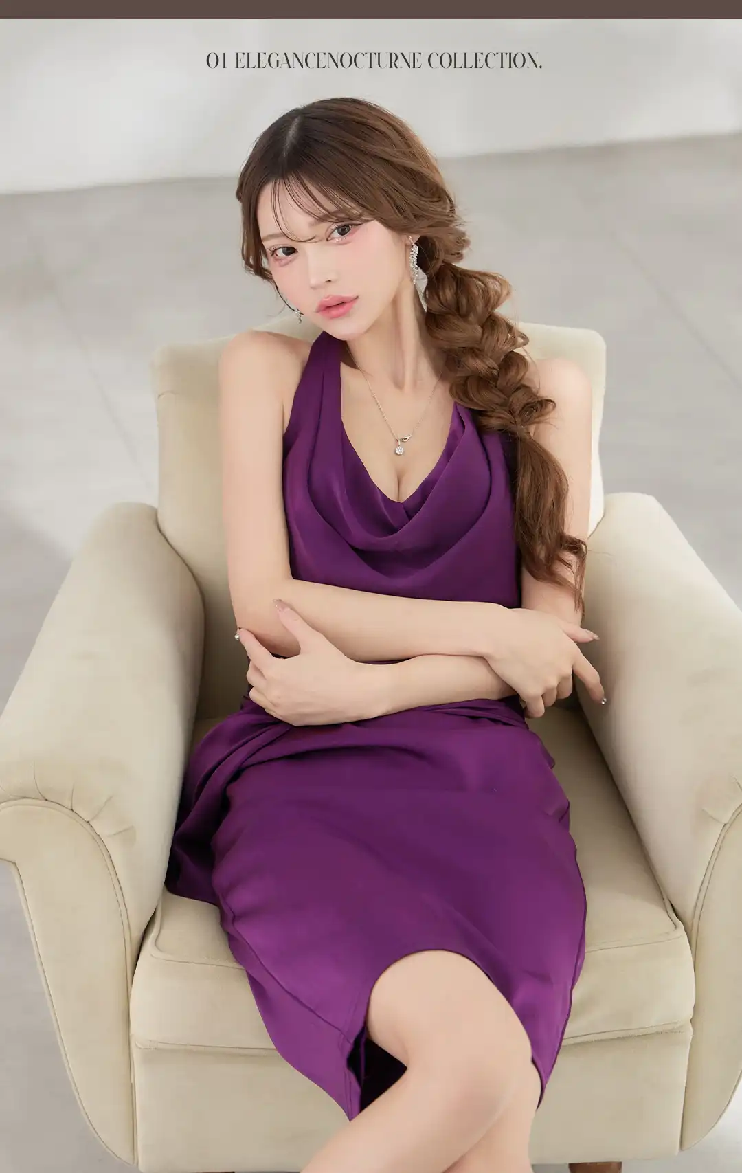 ドレープドレス / サテンドレス / キャバドレス ミディ / パープルドレス / タイトドレス / 上品セクシードレス / ナイトドレス レディース / ラウンジドレス / 艶感ドレス / ボディラインドレス / エレガントドレス / ミディドレス タイト / 夜会ドレス / 大人ドレス / サテンミディドレス 4