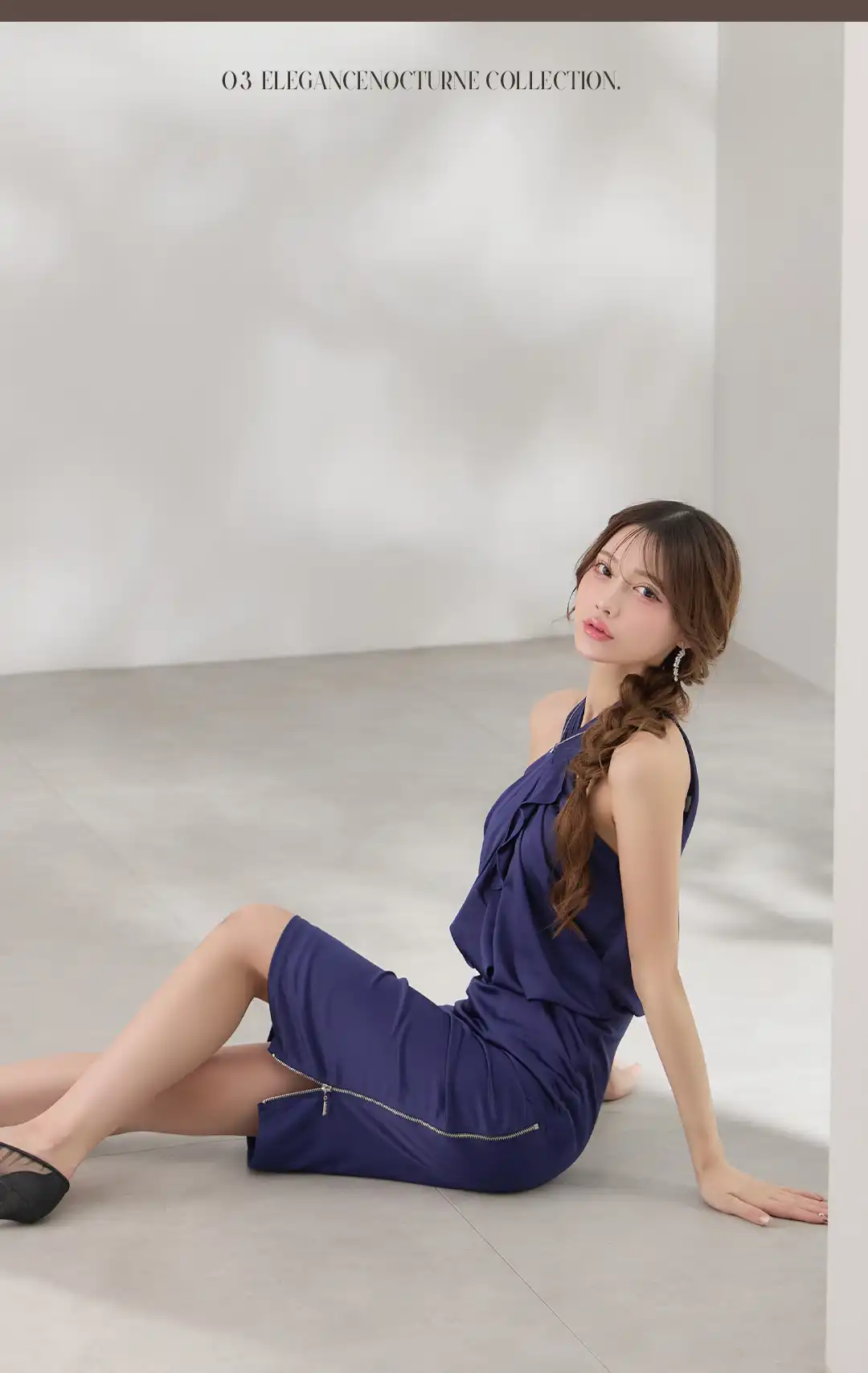 クロスネックドレス / フリルドレス / タイトドレス / ネイビードレス / キャバドレス ミディ / ラウンジドレス / ナイトドレス レディース / 上品セクシードレス / ボディラインドレス / エレガントドレス / ミディドレス タイト / 夜会ドレス / 大人ドレス / フリルミディドレス / 色気ドレス 4