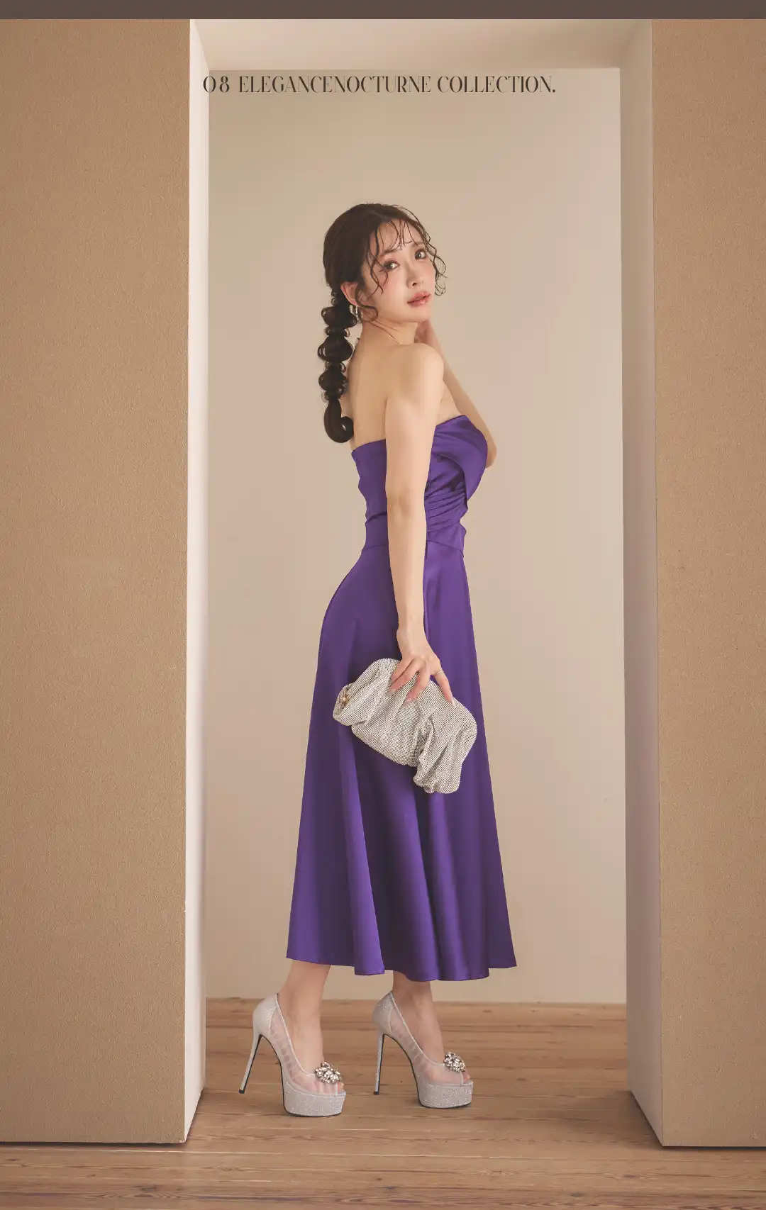 サテンドレス / カシュクールドレス / タイトドレス / パープルドレス / キャバドレス ミディ / ラウンジドレス / ナイトドレス レディース / 大人エレガントドレス / ボディラインドレス / エレガントドレス / ミディドレス タイト / 夜会ドレス / 上品セクシードレス / 色気ドレス / パーティードレス 4