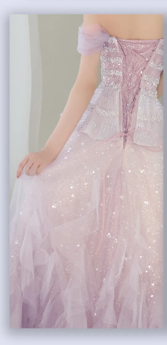 【couture an/クチュールアン】チョーカー付/ チュール/ ラメ/ スパンコール/ シアー/ フレア/ プリンセス/ フリル/ ビジュー/ カラードレス/ ロングドレス/ キャバドレス long