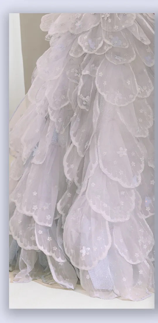 【couture an/クチュールアン】立体フラワーレース/ チュール/ シアー/ ティアード/ フリル/ フラワー刺繍/ ビジュー/ ラメ/ スパンコール/ フレア/ プリンセス/ カラードレス/ ロングドレス/ キャバドレス long