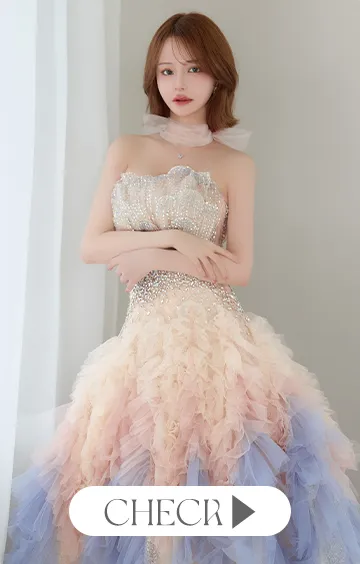 【couture an/クチュールアン】チョーカー付き/ リボン/ グラデーション/ ベア/ ビジュー/ スパンコール/ チュール/ フレア/ スピンドル/ Aライン/ カラードレス/ フリル/ サイドシアー/ プリンセス/ ロングドレス/ キャバドレス long