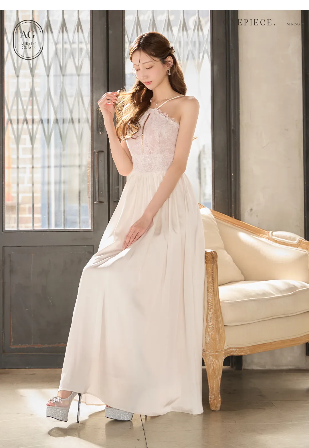 【DEA./ディア】ホルター/ レース/ ギャザー/ フレア/ ワンピース/ ミディアムドレス/ キャバドレス 5