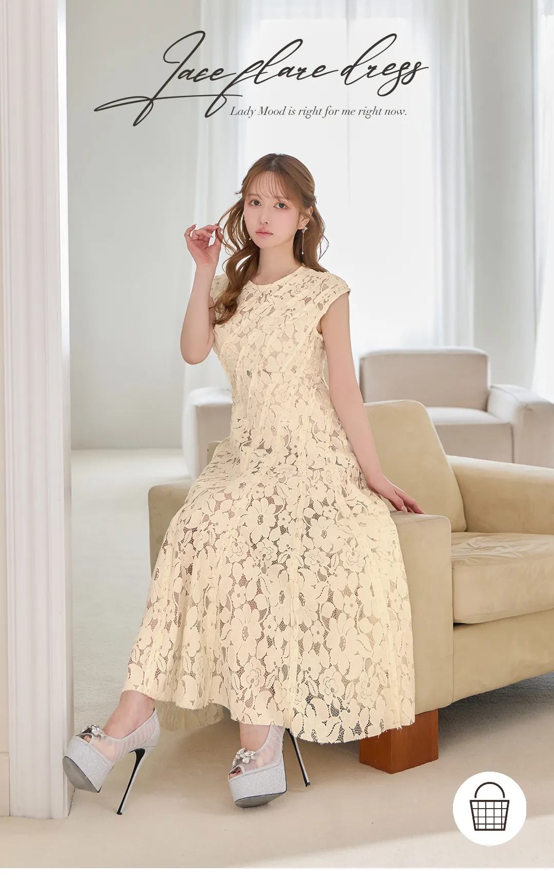 【SETTAN/セッタン】総レース/ フラワー刺繍/ 斜め切替/ フレンチスリーブ/ マキシ丈/ Aライン/ ワンピース/ ロングドレス / キャバドレス long 1