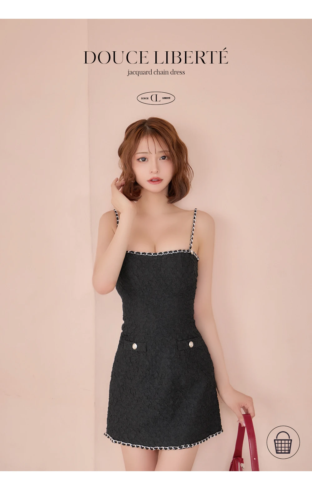 【Glossy/グロッシー】ジャガード/ ラインチェーン/ キャミソール/ タイト/ ミニドレス/ キャバドレス 1