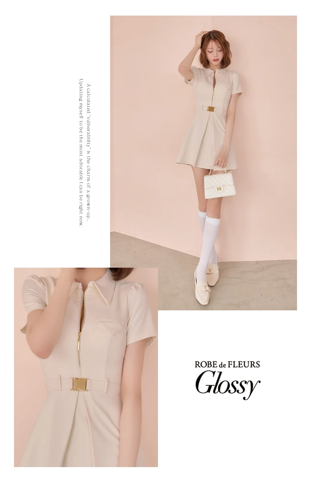 【Glossy/グロッシー】シャツカラー/ ウエストベルト/ フレア/ ミニドレス/ キャバドレス 2