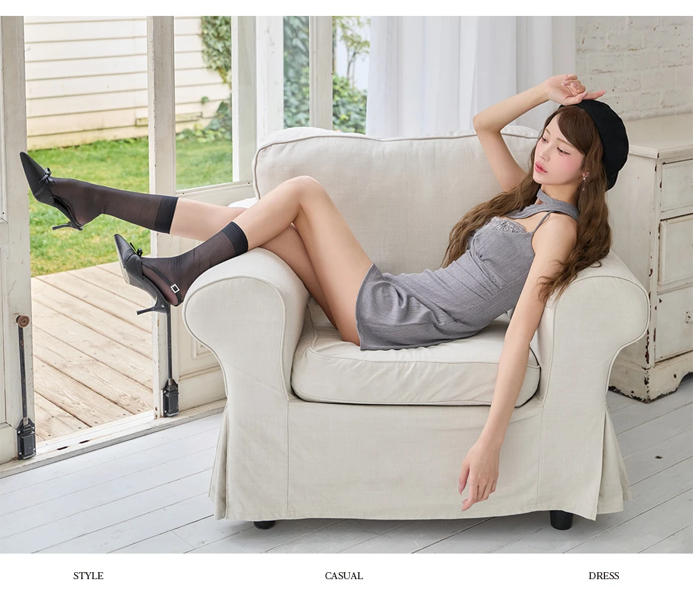 【Glossy/グロッシー】ラメニット/ レース/ ホルター/ ミニドレス/ キャバドレス 3