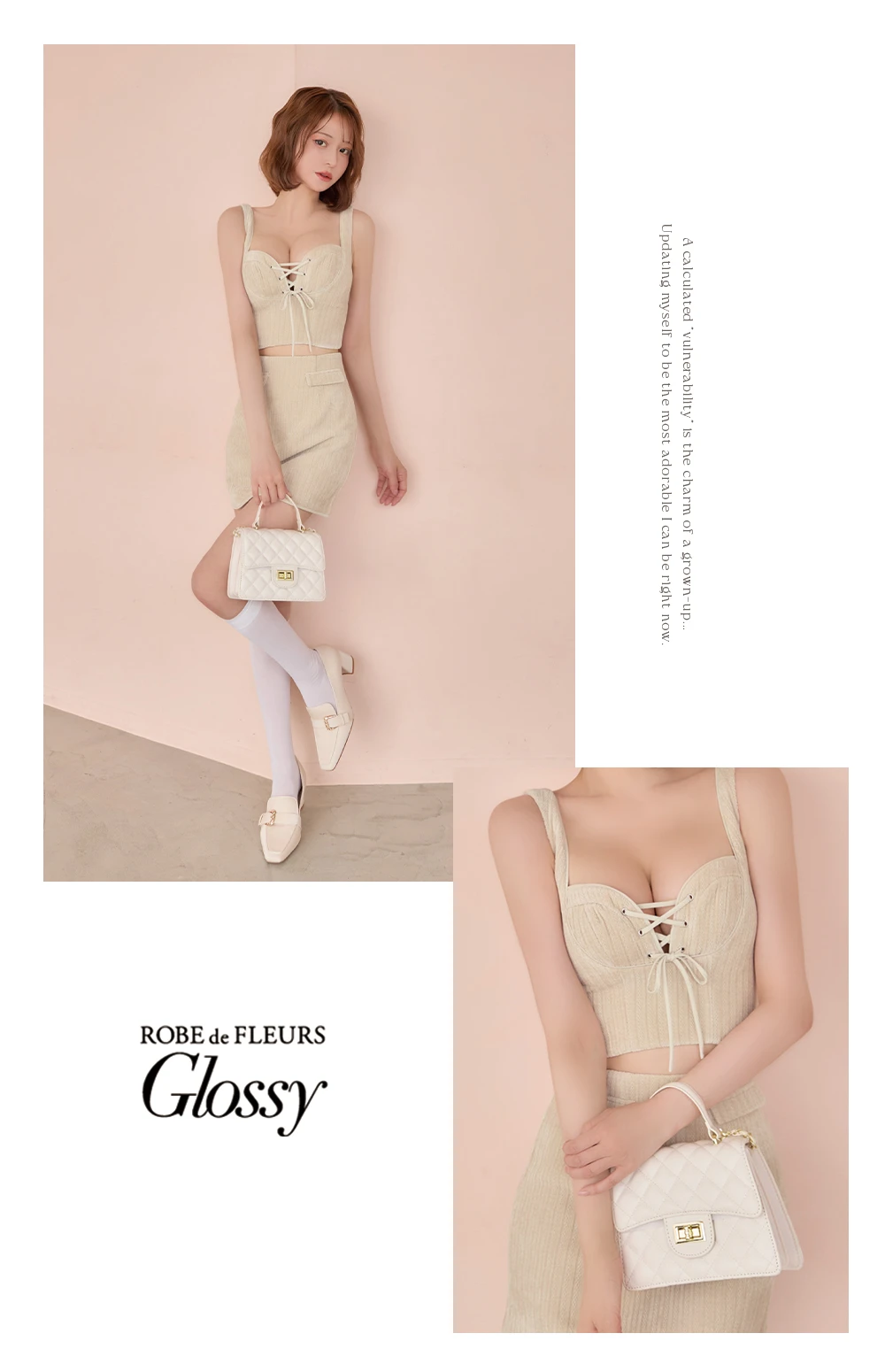 【Glossy/グロッシー】コーデュロイ/ レースアップ/ ツーピース/ タイト/ ミニドレス/ キャバドレス 2