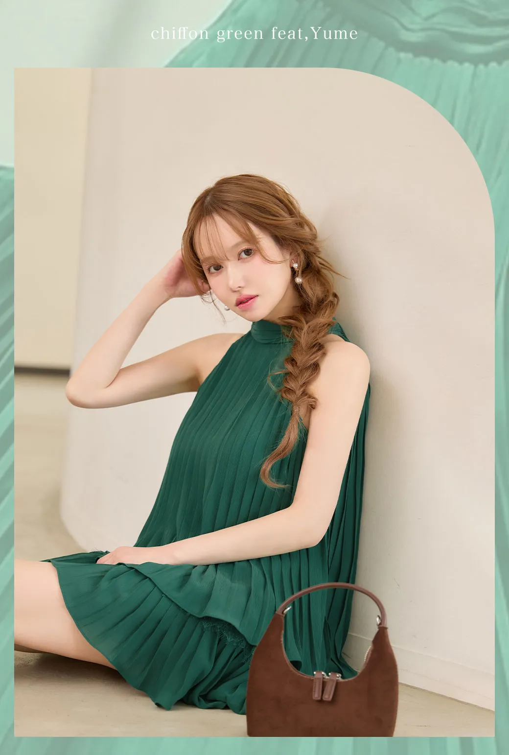 【ROBE de FLEURS/ローブドフルール】ホルター/ リボン/ レースプリーツ/ ラメシフォン/ ティアード/ 2段フリル/ フレア/ ミニドレス/ キャバドレス