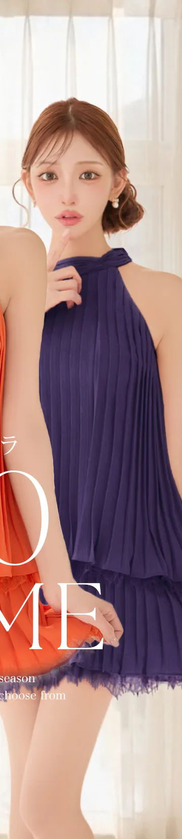 【ROBE de FLEURS/ローブドフルール】ホルター/ リボン/ レースプリーツ/ ラメシフォン/ ティアード/ 2段フリル/ フレア/ ミニドレス/ キャバドレス