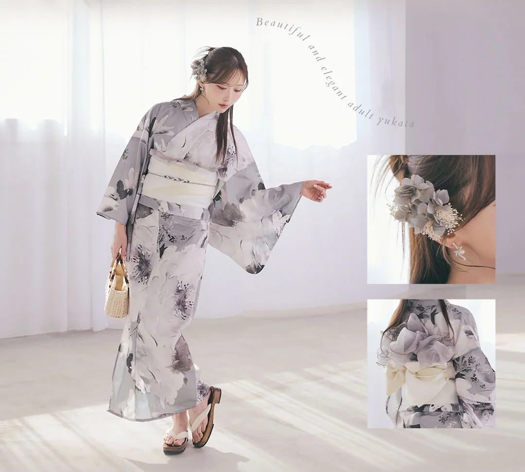 菅野結以が着る、PALE FLORAL浴衣-6