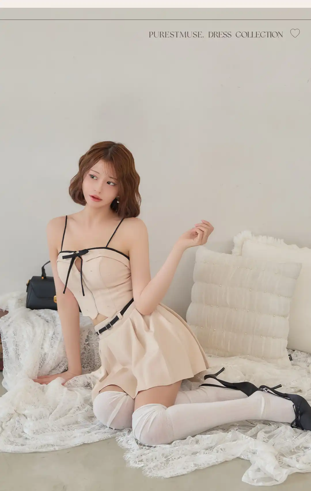 パイピングドレス / フレンチガーリードレス / ミニドレス / キャバドレス ミニ / ベージュドレス / ナイトドレス レディース / 韓国風ドレス / ガーリードレス / フェミニンドレス / 上品可愛いドレス / 大人可愛いドレス / 清楚ドレス / 愛されドレス / シンプルドレス / 柔らかドレス 4