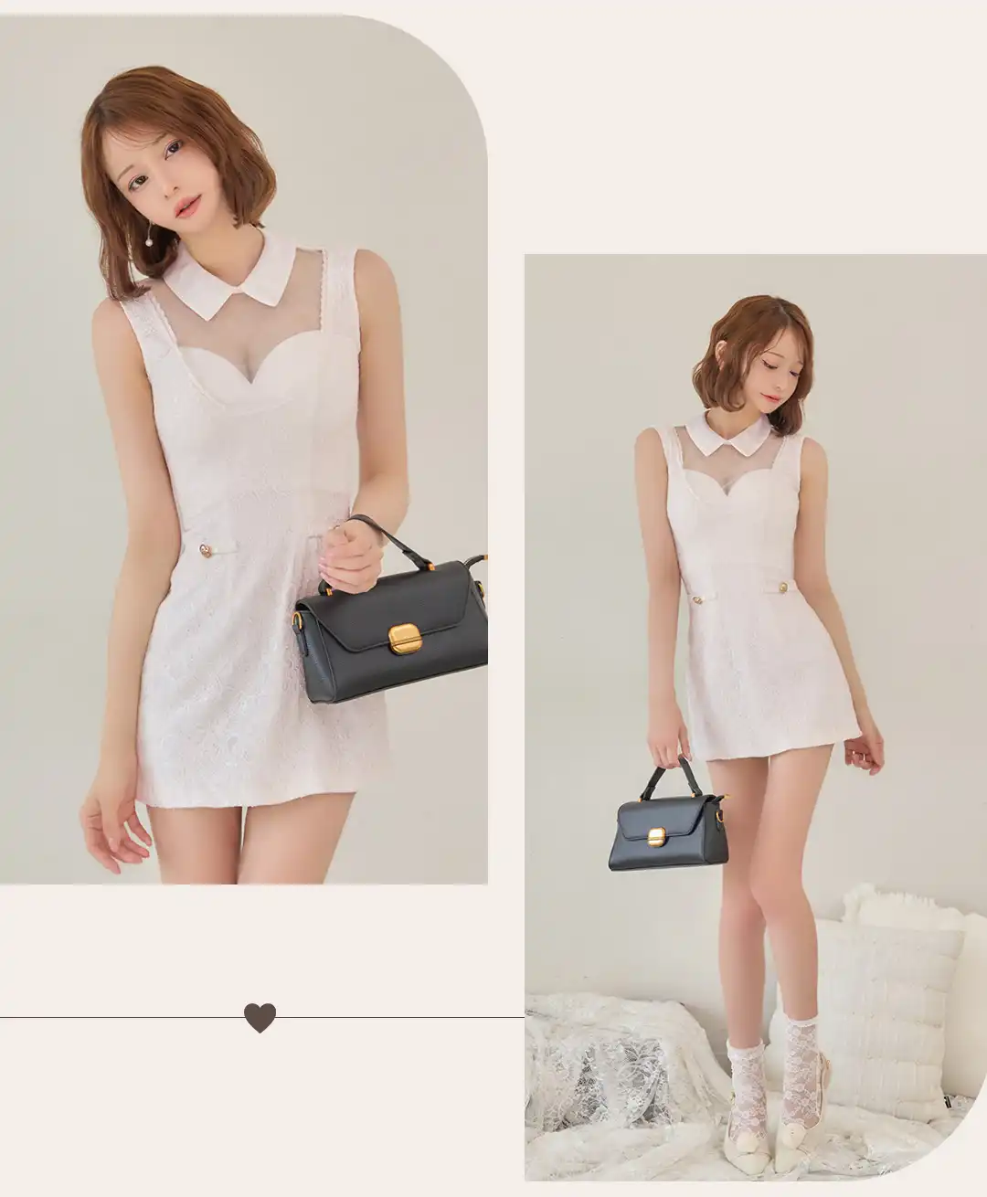 襟付きドレス / レースドレス / ハートカット風ドレス / ノースリーブドレス / ミニドレス / キャバドレス ミニ / ホワイトドレス / ナイトドレス レディース / 韓国風ドレス / ガーリードレス / フェミニンドレス / あざと可愛いドレス / 清楚ドレス / 愛されドレス / 上品可愛い 3