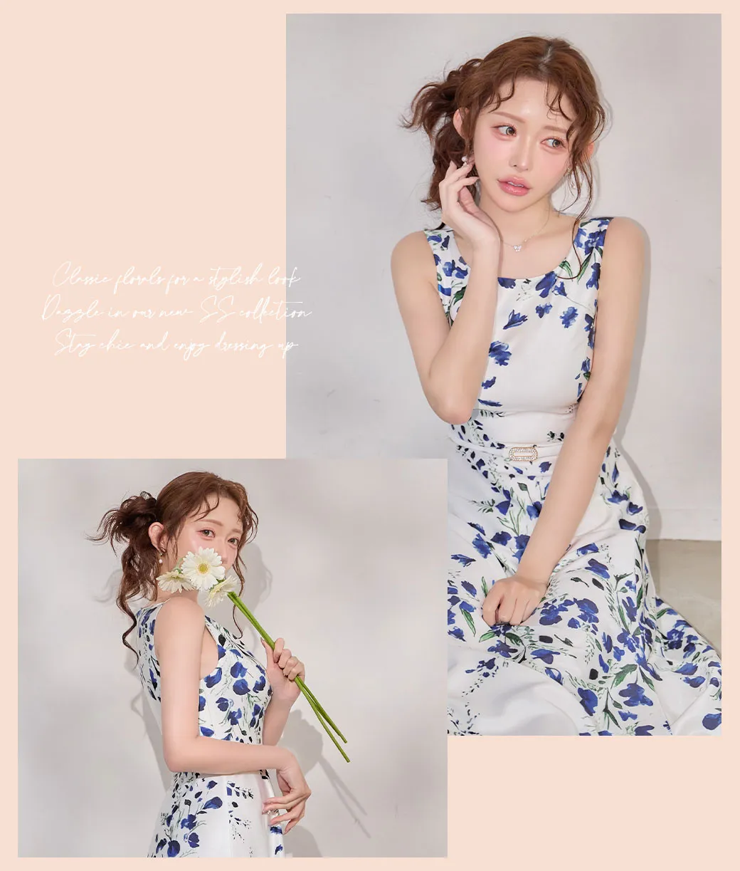 【ANDY/アンディ】ベアトップ/ ウエストカット/ ノースリーブ/ 総柄/ リボン/ Aライン/ フレア/ ワンピース/ ロングドレス/ キャバドレス