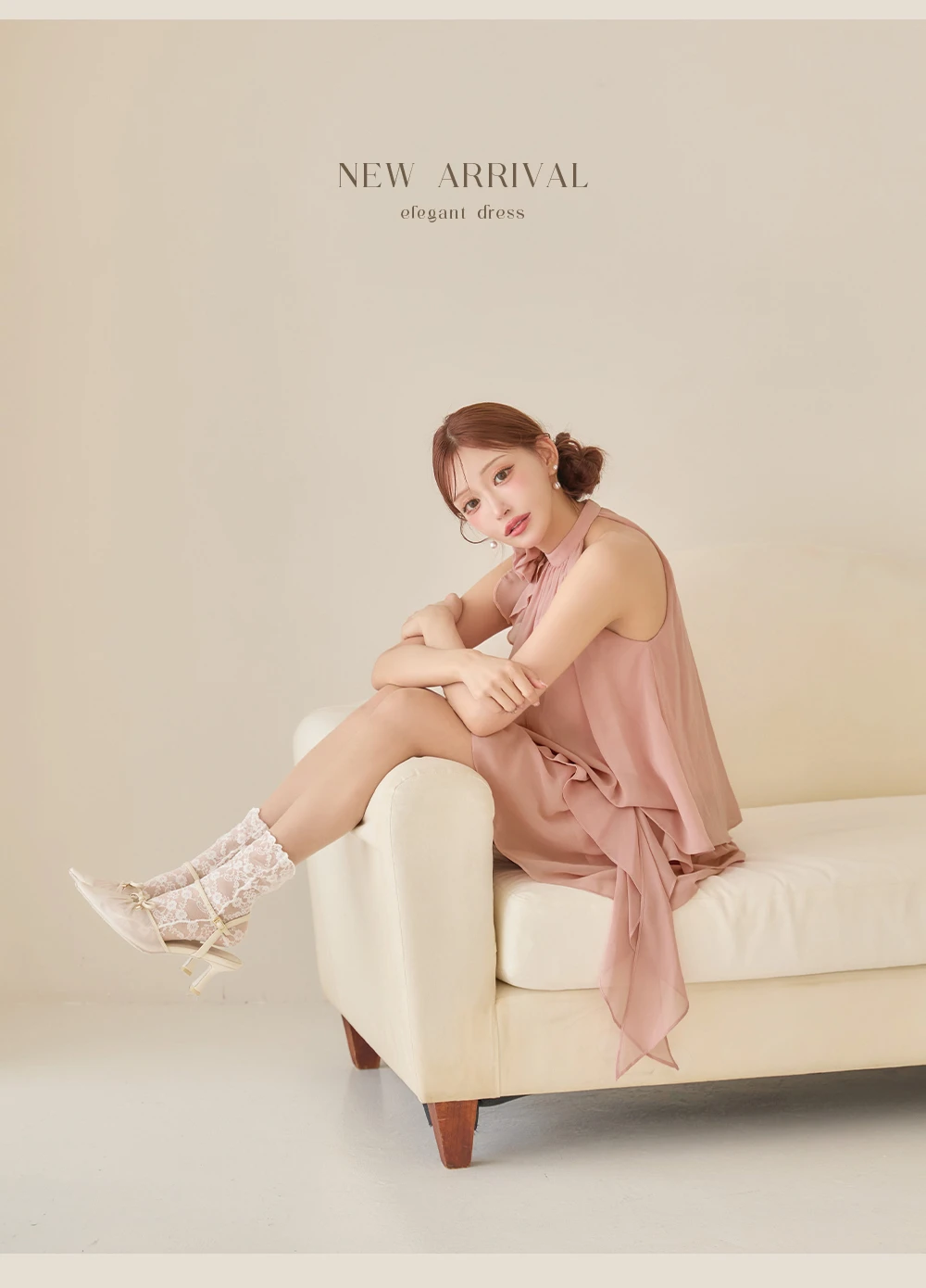 【IRMA/イルマ】ローズモチーフブローチ付のシフォンフリルスカートセットアップミニドレス 4