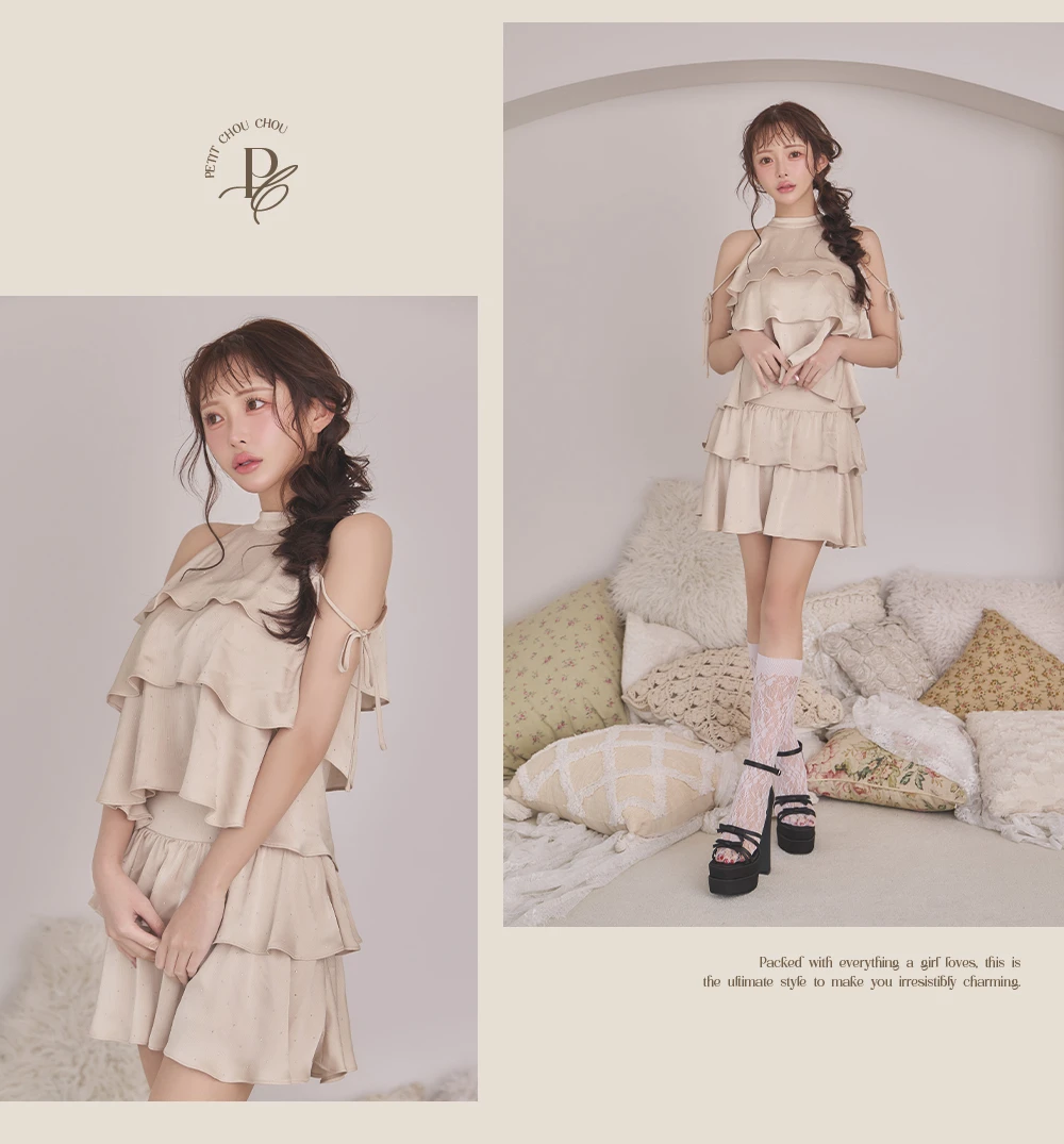 【Glossy/グロッシー】ベア/ リボン/ セットアップ/ フレア/ ミニドレス/ キャバドレス 3