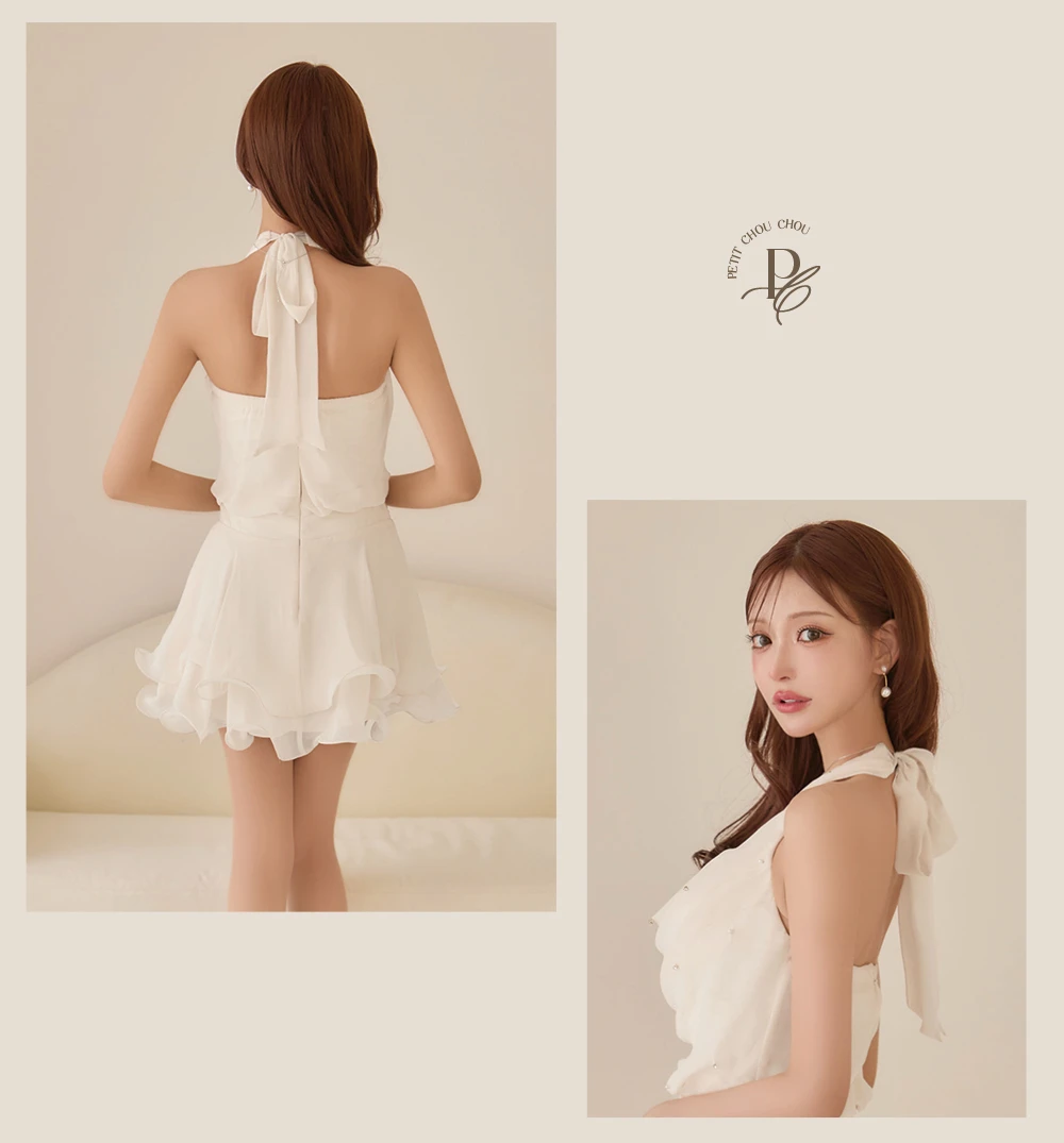 【IRMA/イルマ】バストドレープのティアードとメロウフリルが可愛いシフォンフレアミニドレス 3