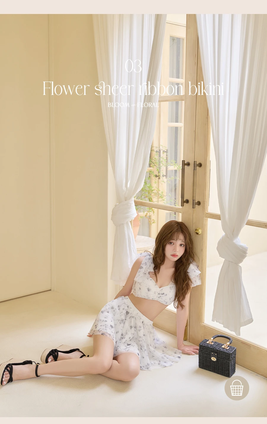 フラワーモチーフシアーリボンビキニ 1