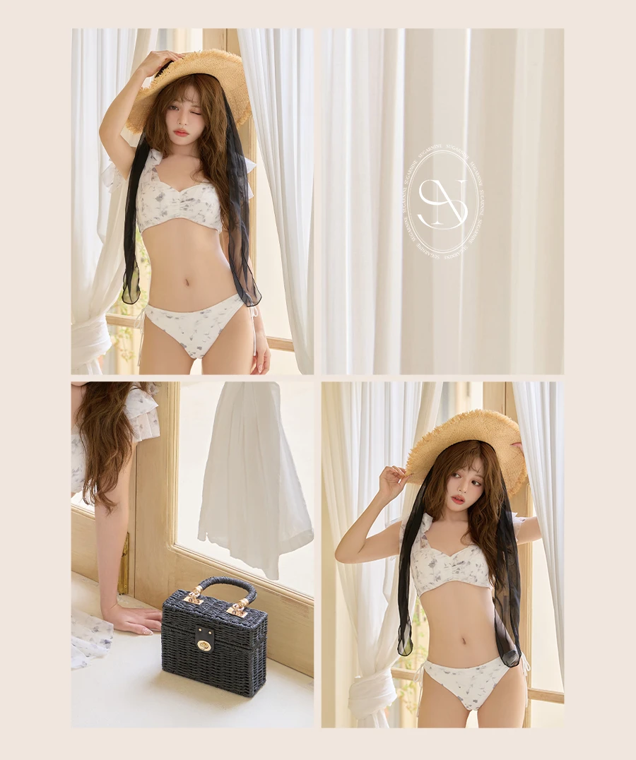 フラワーモチーフシアーリボンビキニ 5