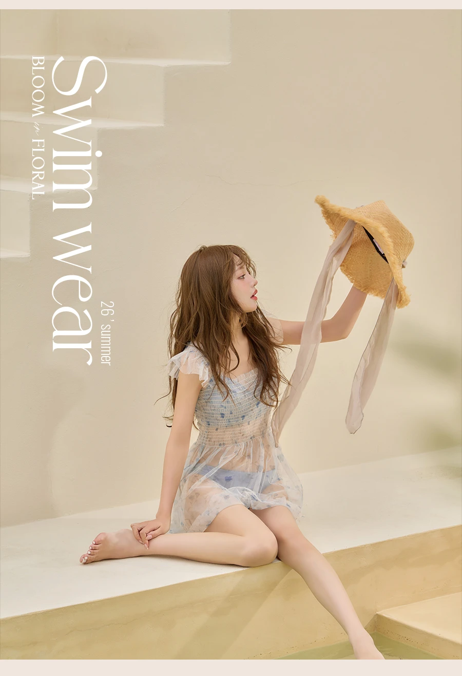 チュール花柄トップス付きビキニ 4