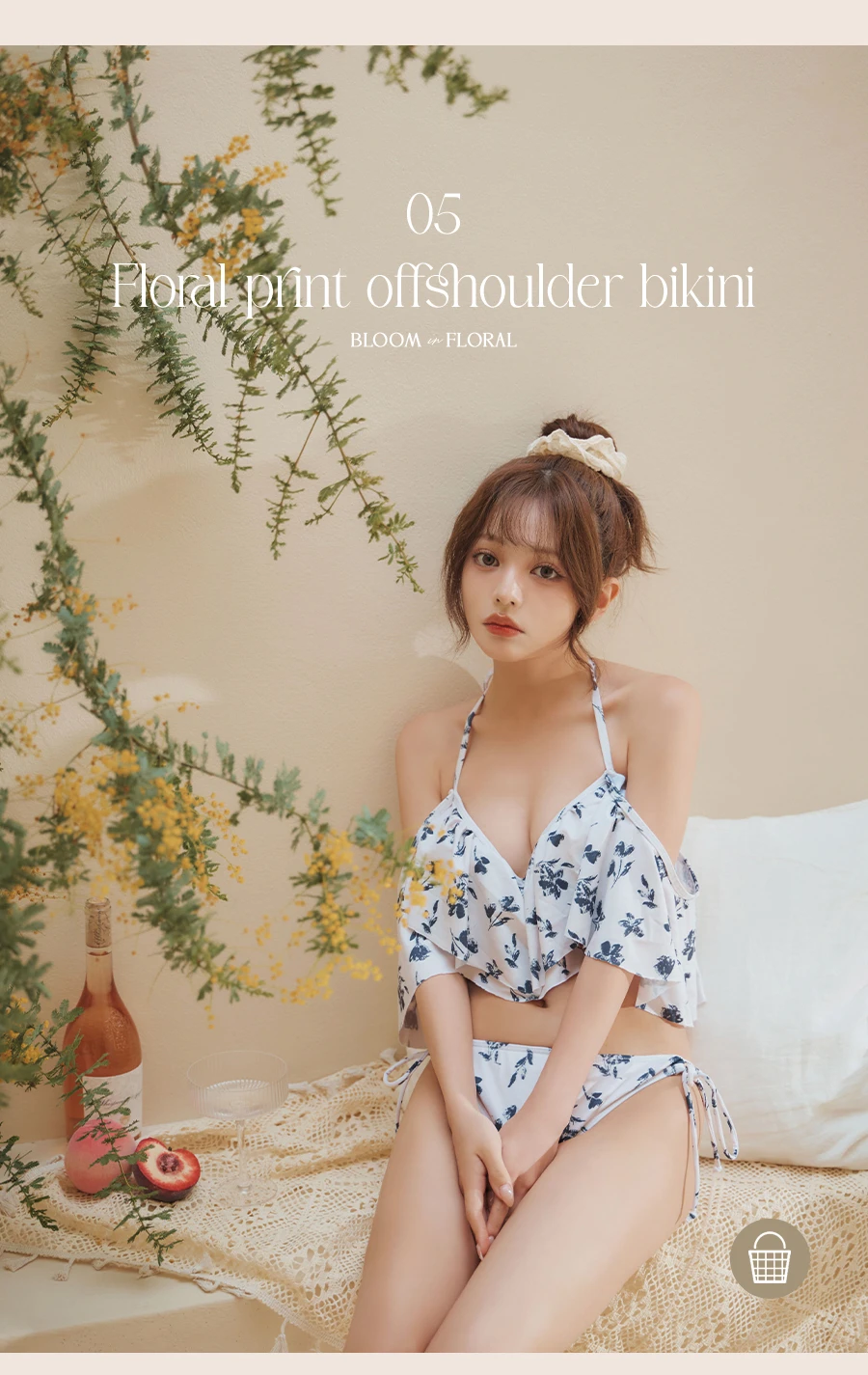 小花柄オフショルビキニ 1