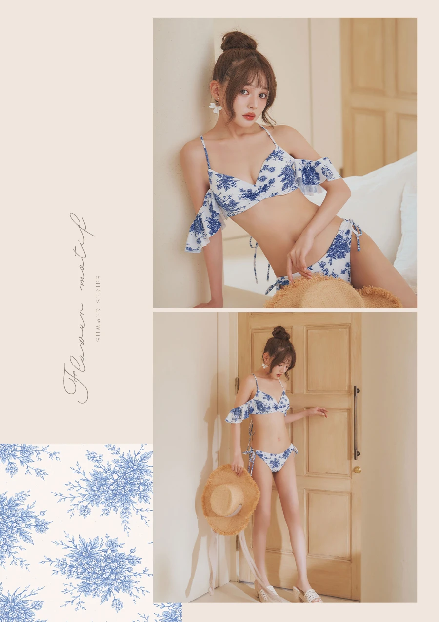 オフショル花柄リゾートビキニ 2