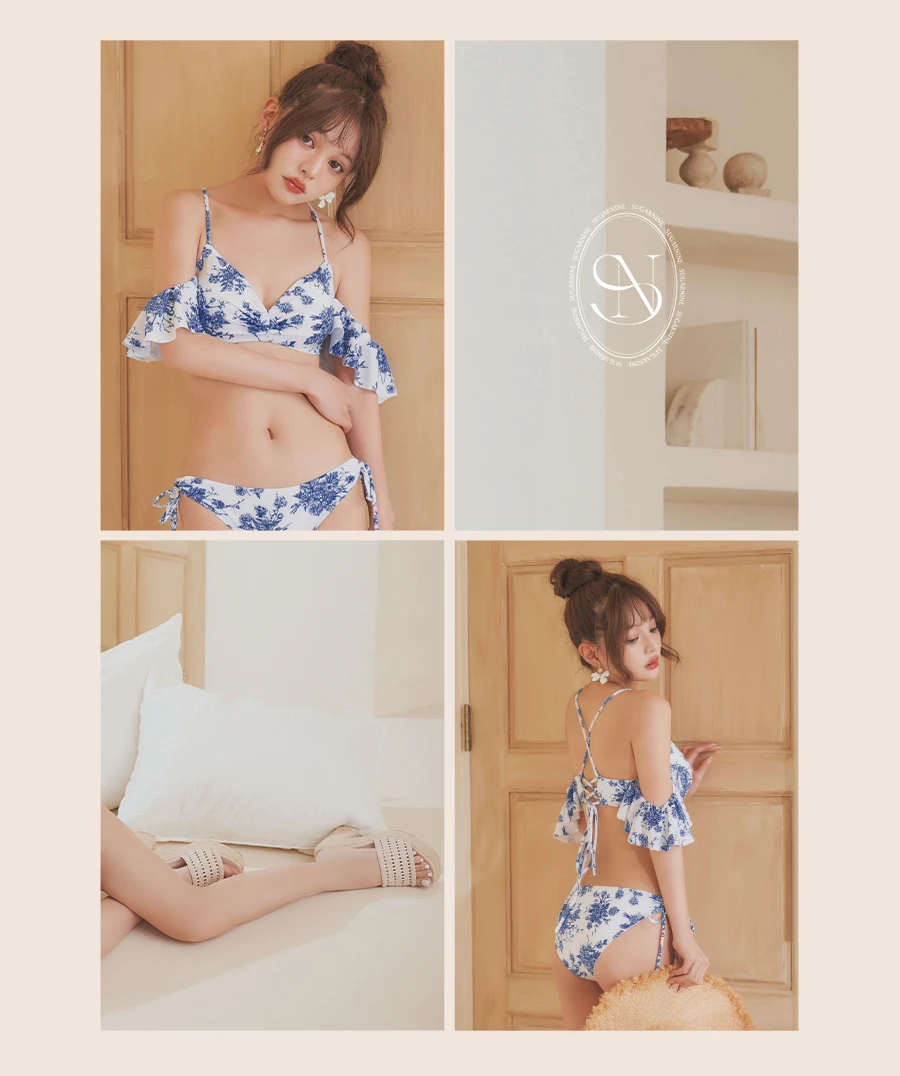 オフショル花柄リゾートビキニ 5