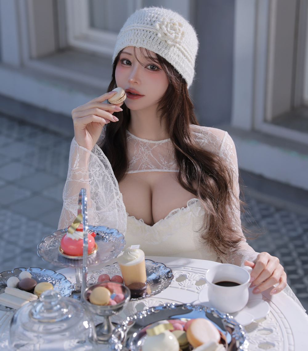 Brille フリルチュールミニドレス ホワイト レース 上品ガーリードレス3