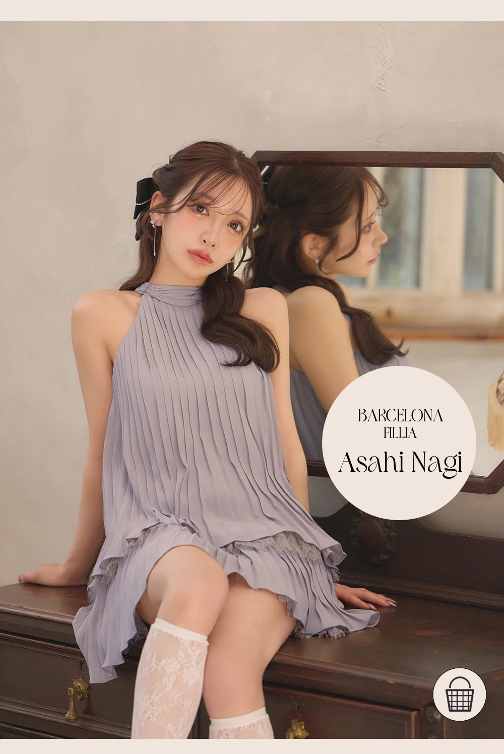 【ROBE de FLEURS/ローブドフルール】ホルター/ リボン/ レースプリーツ/ ラメシフォン/ ティアード/ 2段フリル/ フレア/ ミニドレス/ キャバドレス 1