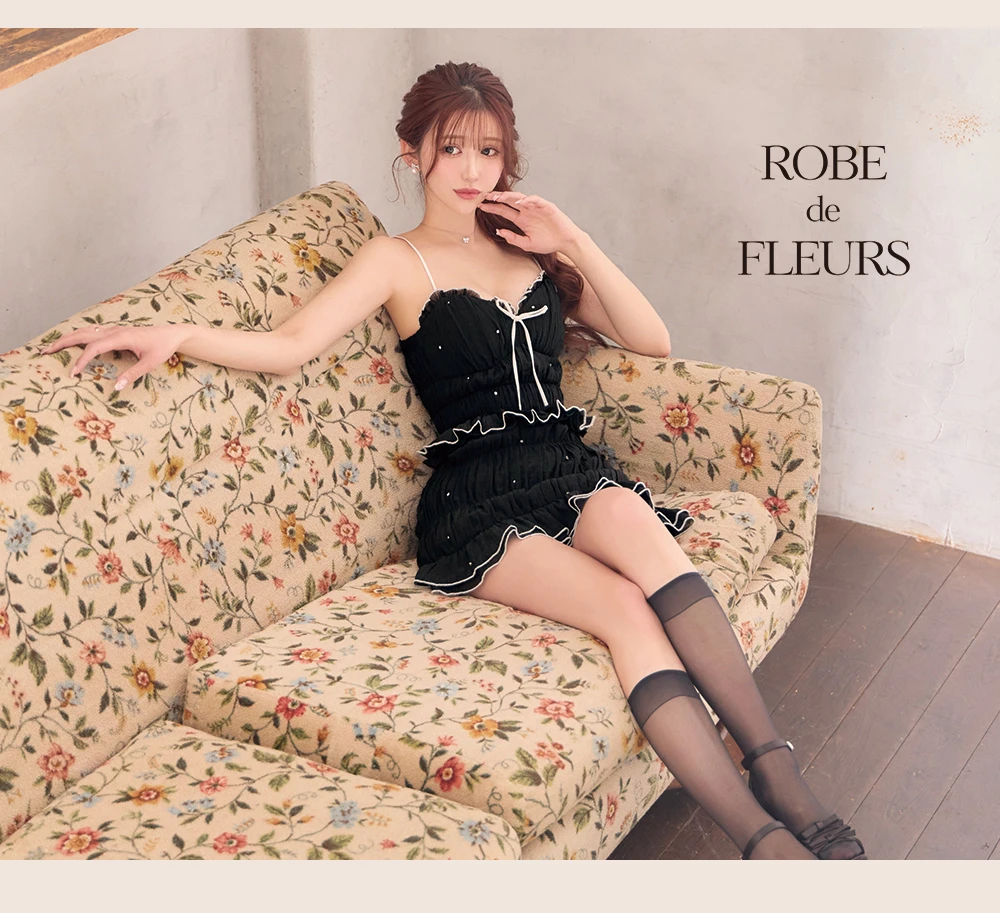 【ROBE de FLEURS/ローブドフルール】ビジュー/ ラメシフォン/ リボン/ セットアップ/ ティアード/ ミニドレス/ キャバドレス 4