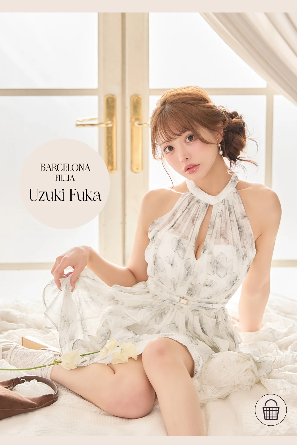 【ROBE de FLEURS/ローブドフルール】フラワー/ シフォン/ ホルター/ フレア/ ミニドレス/ キャバドレス 1