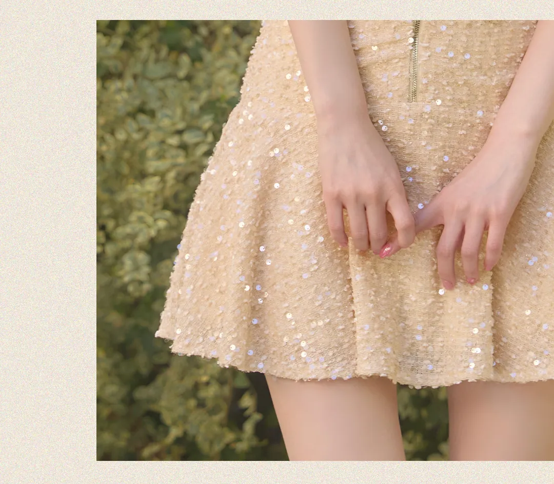 ツイードワンピース / スパンコールドレス / オフショルミニ / 上品ミニワンピ / キラキラドレス / 韓国っぽワンピ / フェミニンドレス / キャバドレス 3