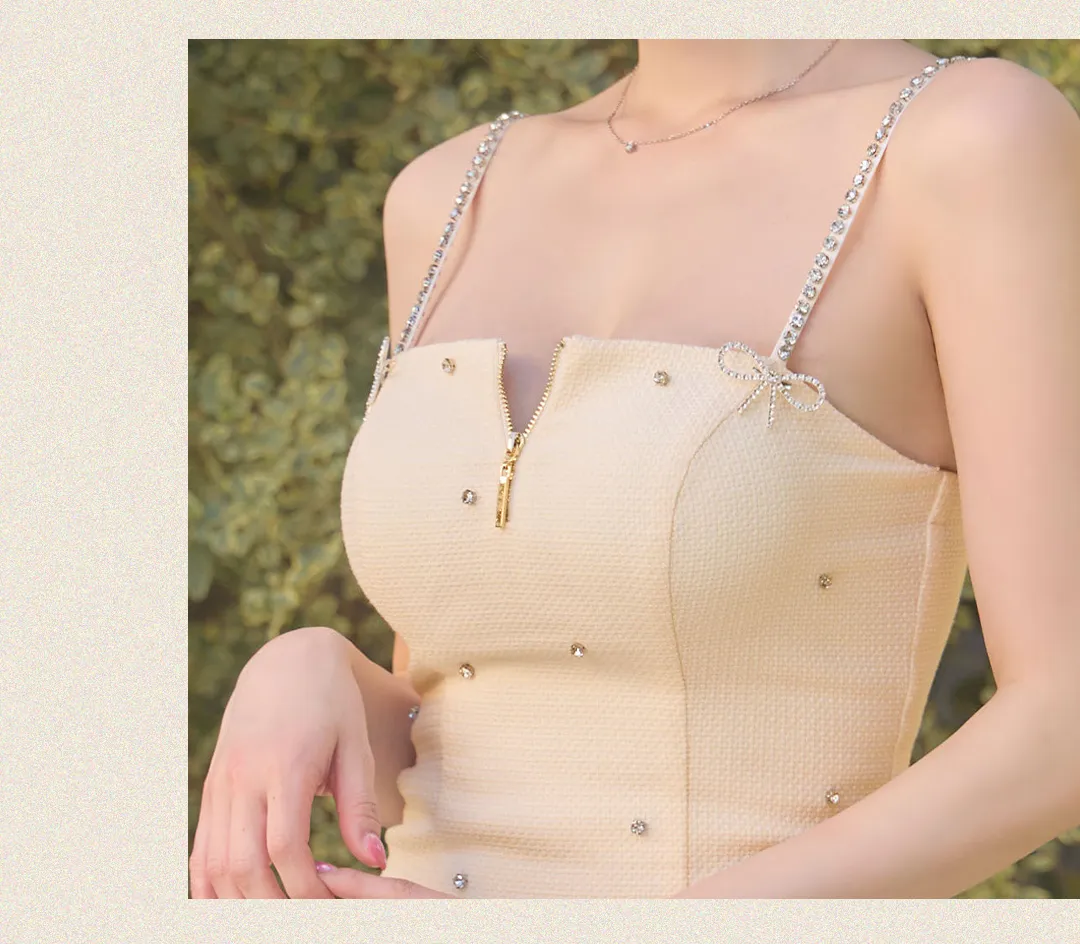 ツイードワンピース / ビジュードレス / 華奢見えワンピ / 上品ミニ / フェミニンドレス / 韓国風ドレス / キャバワンピ / ミニドレス 3