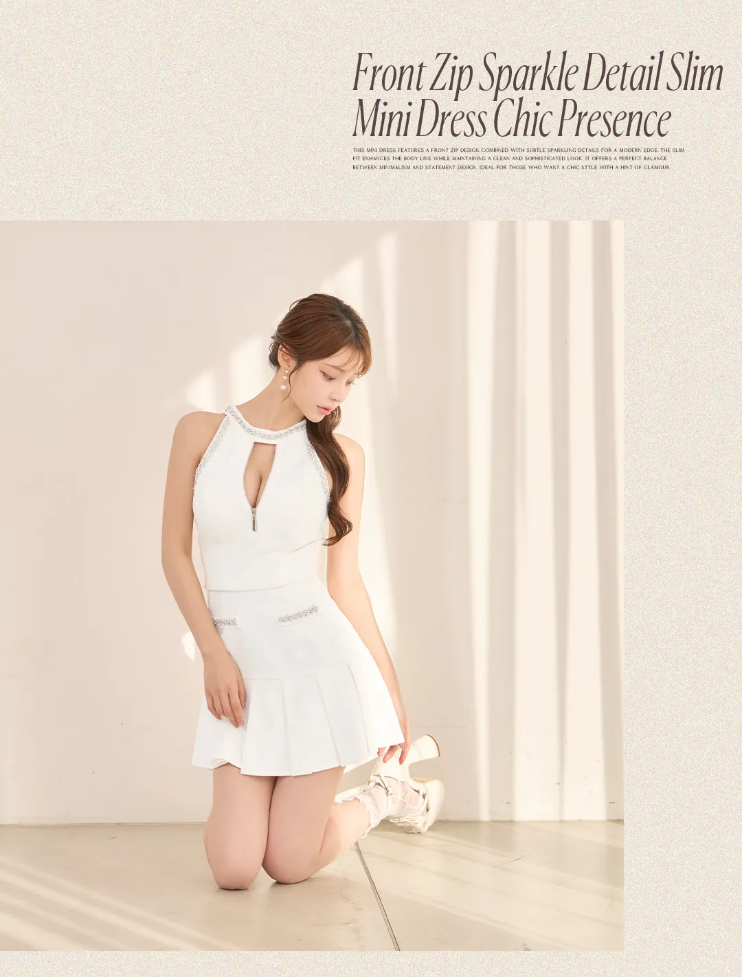 ジップワンピース / ビジュードレス / ミニワンピ / 甘すぎないワンピ / 韓国ドレス / キャバワンピ / キラキラドレス / タイトワンピ 2