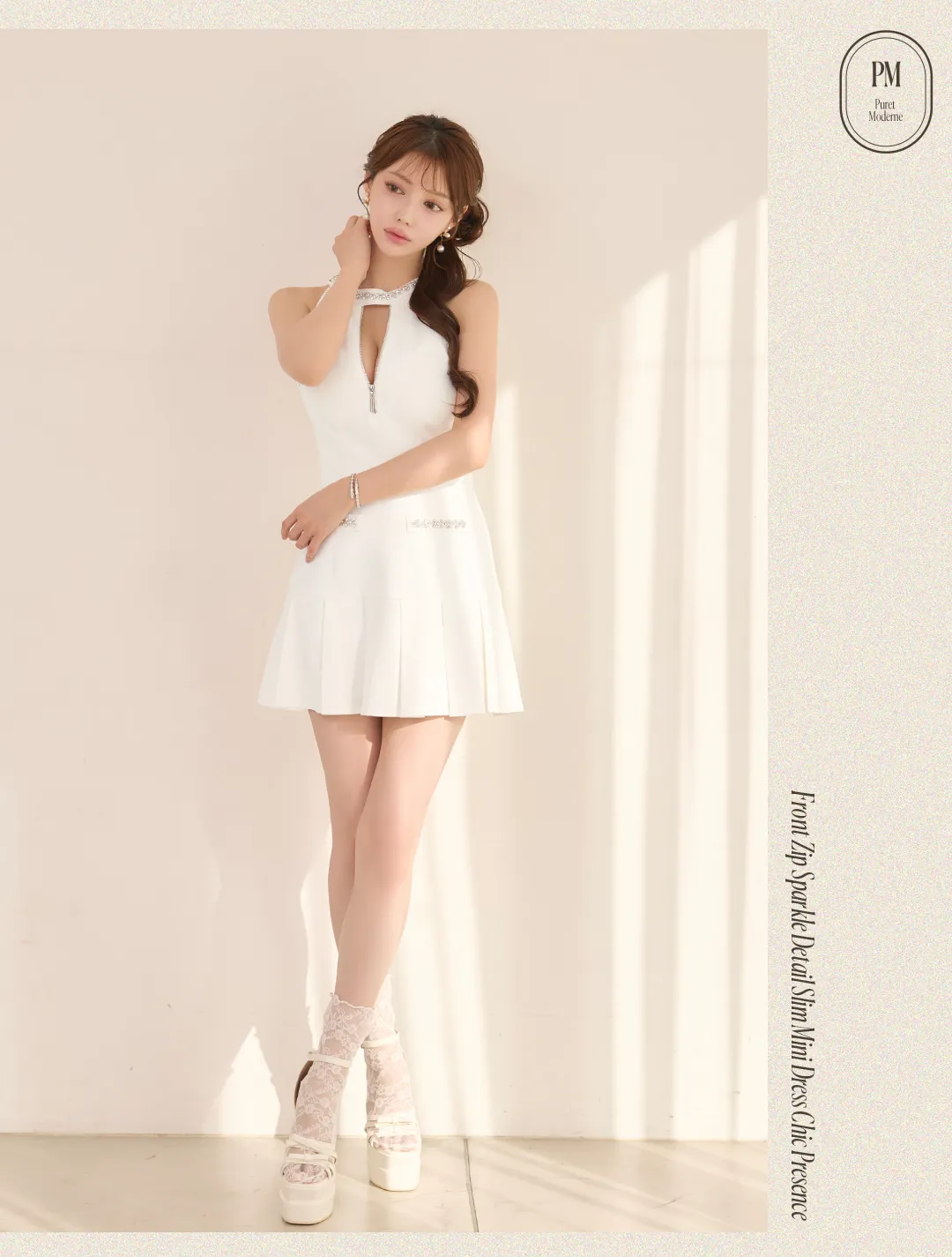 ジップワンピース / ビジュードレス / ミニワンピ / 甘すぎないワンピ / 韓国ドレス / キャバワンピ / キラキラドレス / タイトワンピ 4