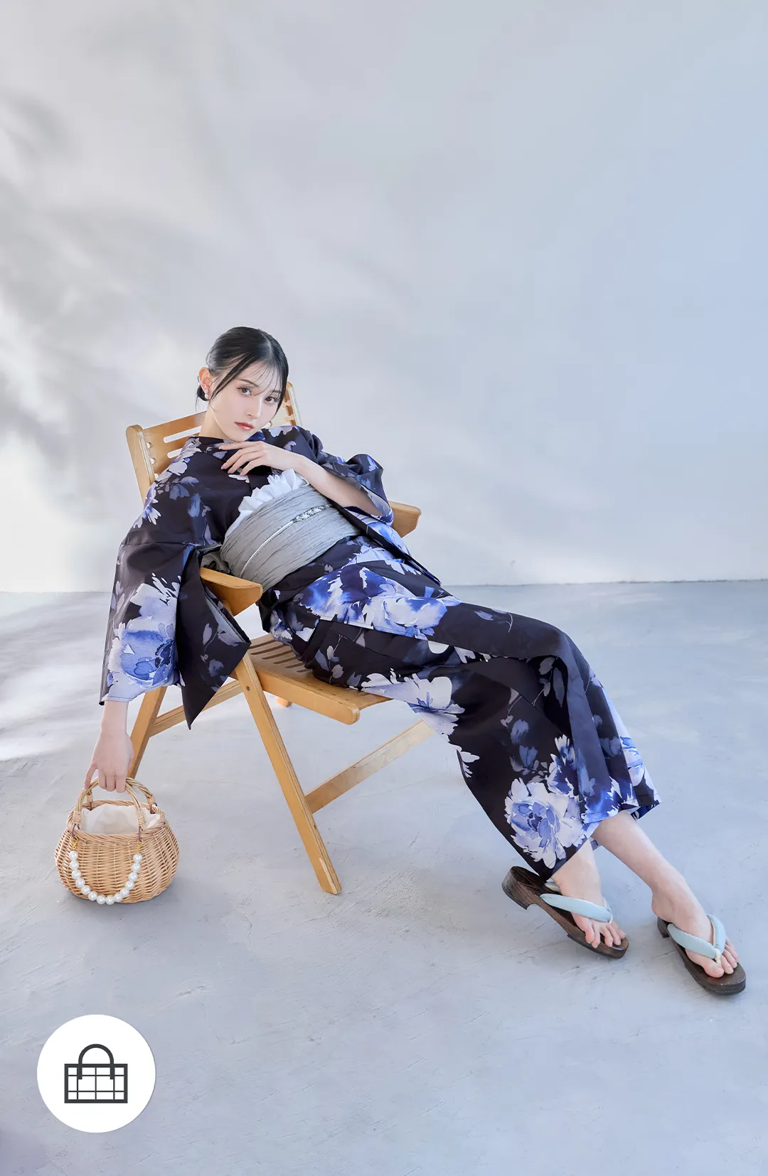 Y-9371-sb-dzjm-NV-F 2026新作浴衣 吉井美優 ネイビー浴衣