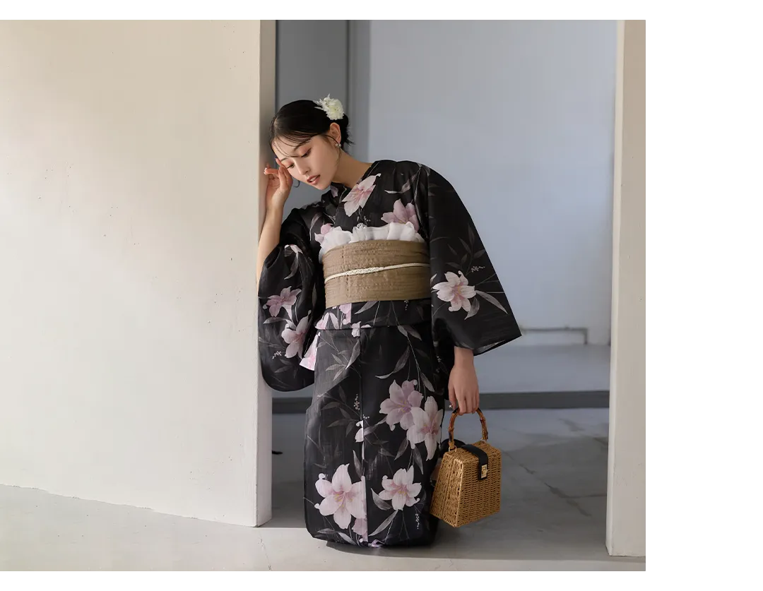 Y-9411-ok-B-F 2026新作浴衣 吉井美優 ネイビー浴衣