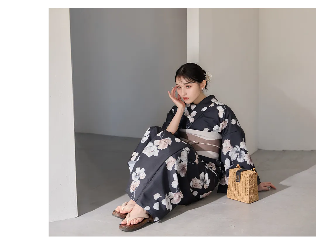 Y-9421-ok-B-F 2026新作浴衣 吉井美優 ネイビー浴衣