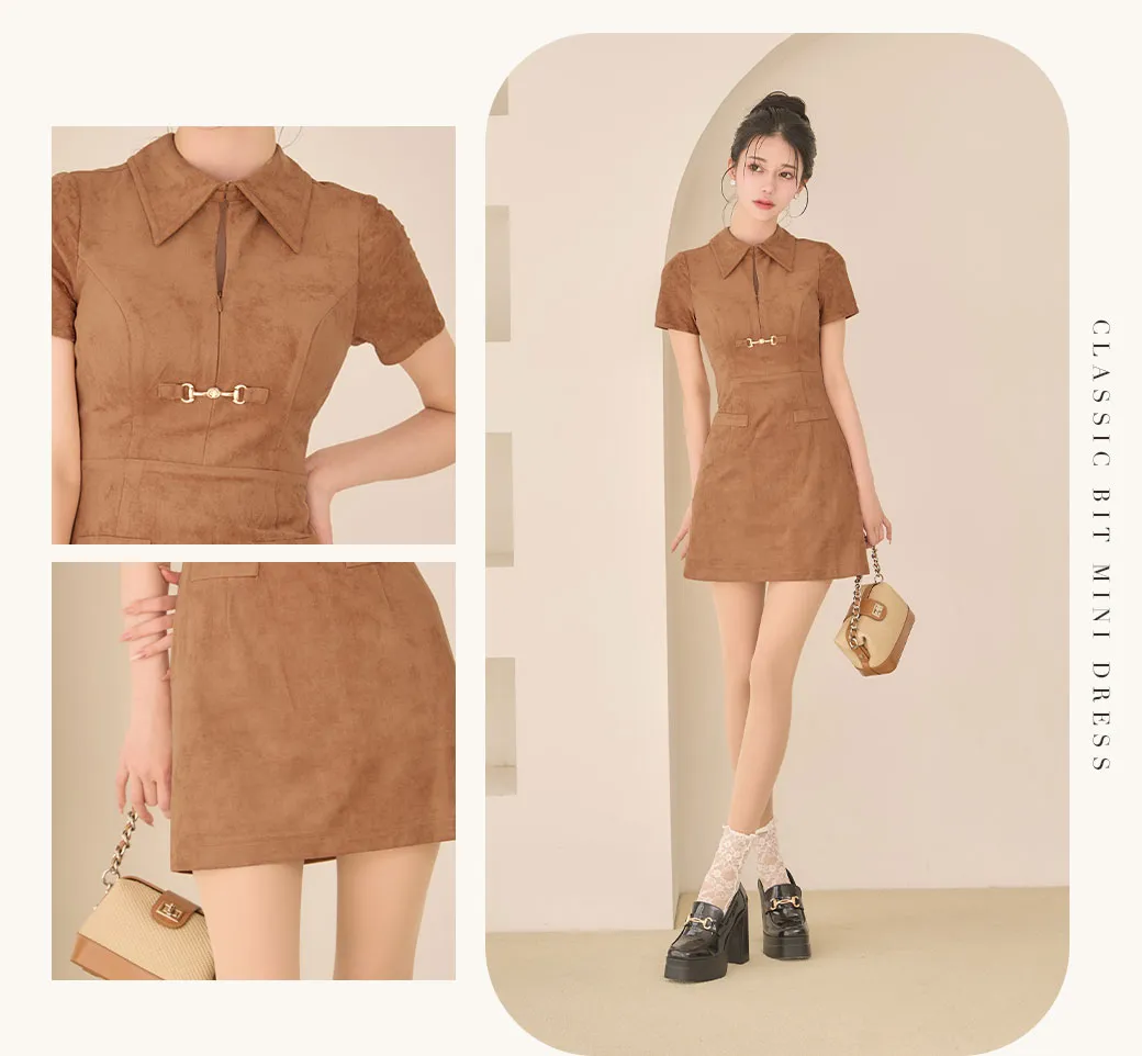 【Glossy/グロッシー】スエード/ バストカット/ 半袖/ ミニドレス/ キャバドレス