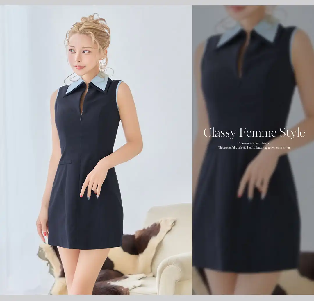 バックオープン起毛ニットフレアミニキャバドレス