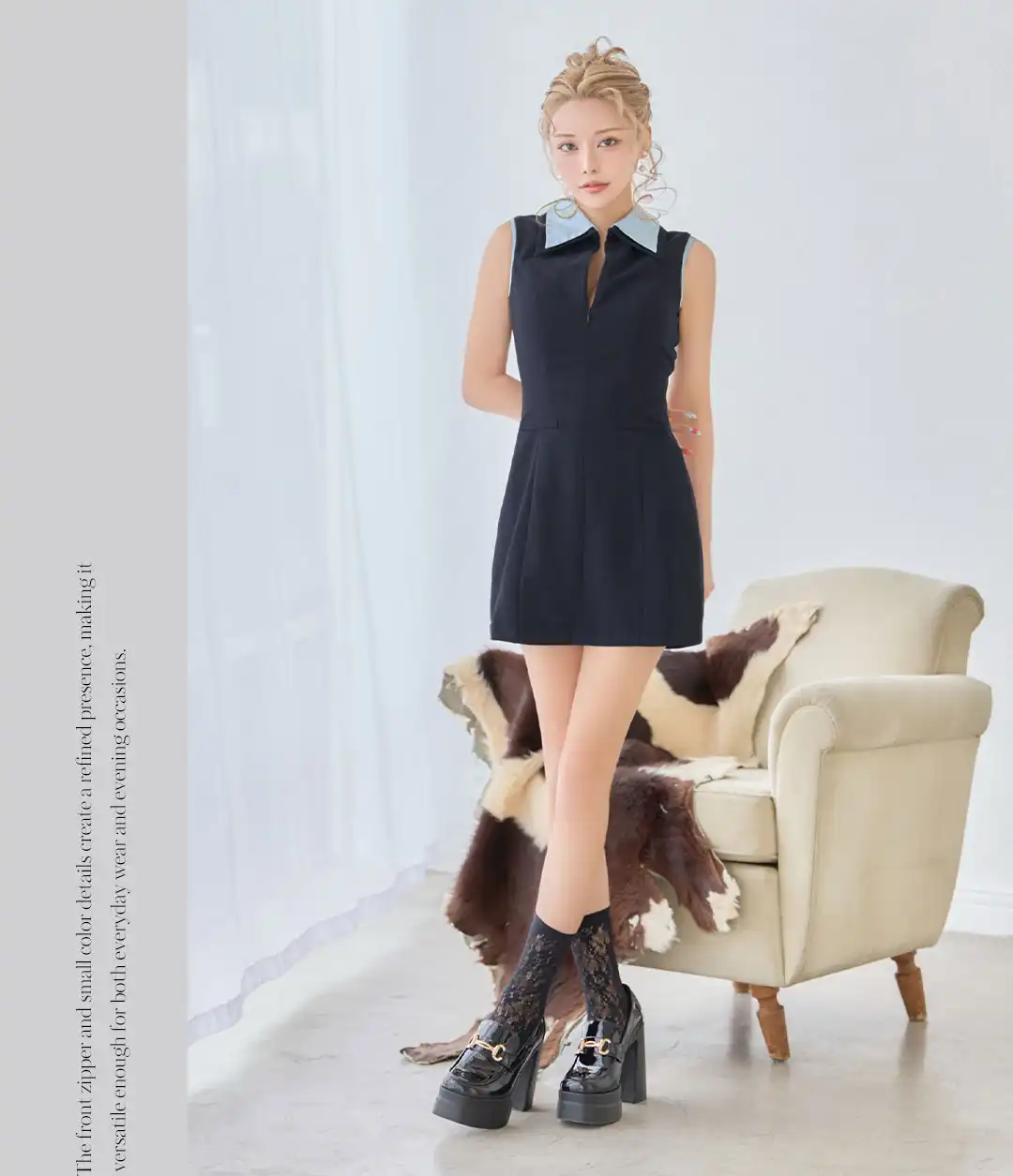 バックオープン起毛ニットフレアミニキャバドレス