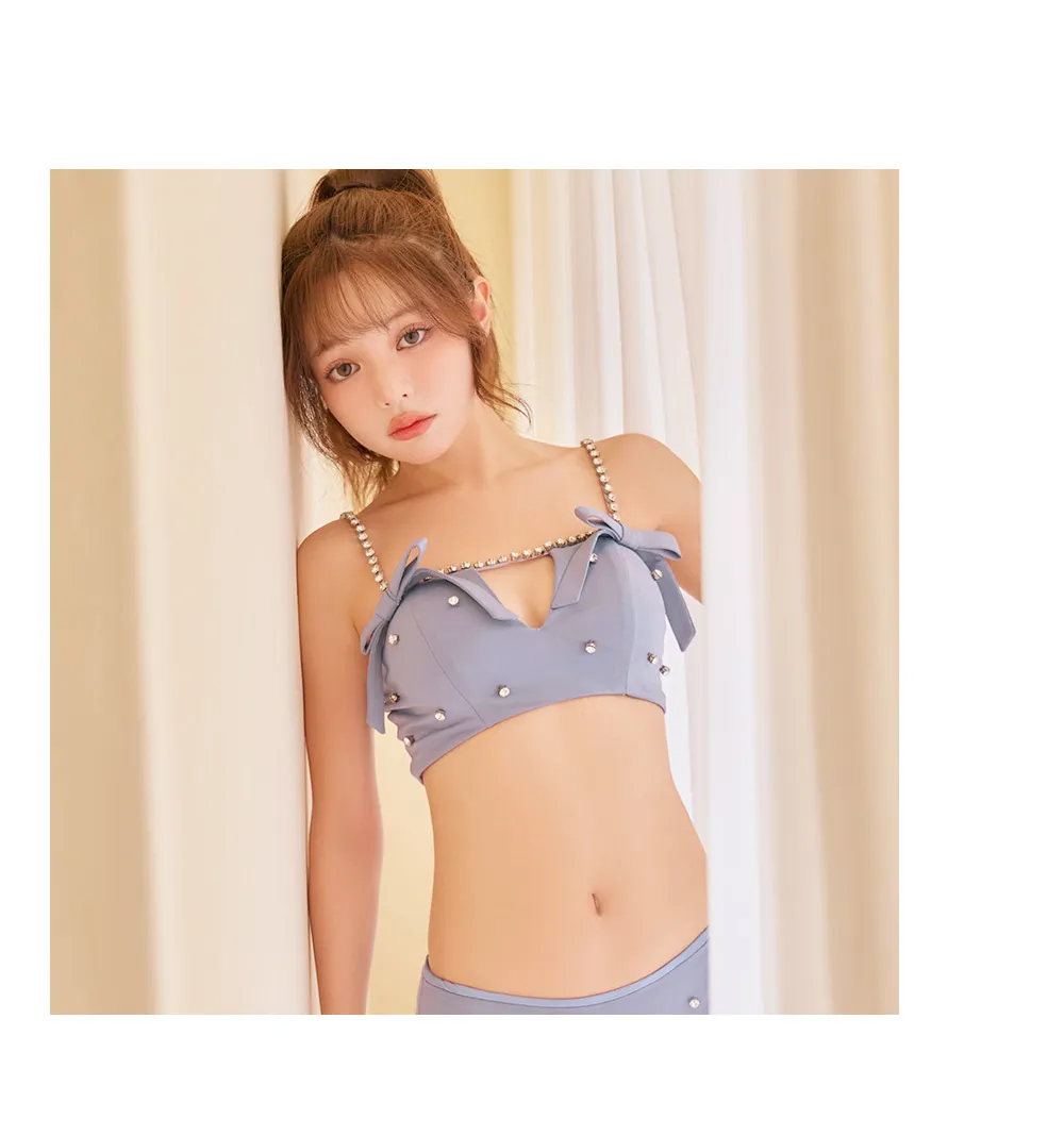 ちぃぽぽ着用 サイドリボンビジュースタッズビキニ 着用画像1