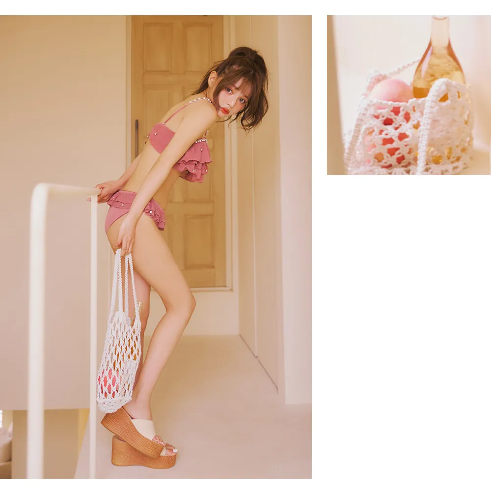 ちぃぽぽ着用 ガーリーフリル×ビスチェビキニ 着用画像3