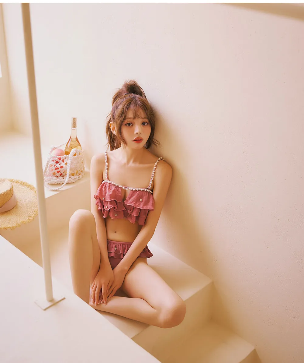 ちぃぽぽ着用 ガーリーフリル×ビスチェビキニ 着用画像4