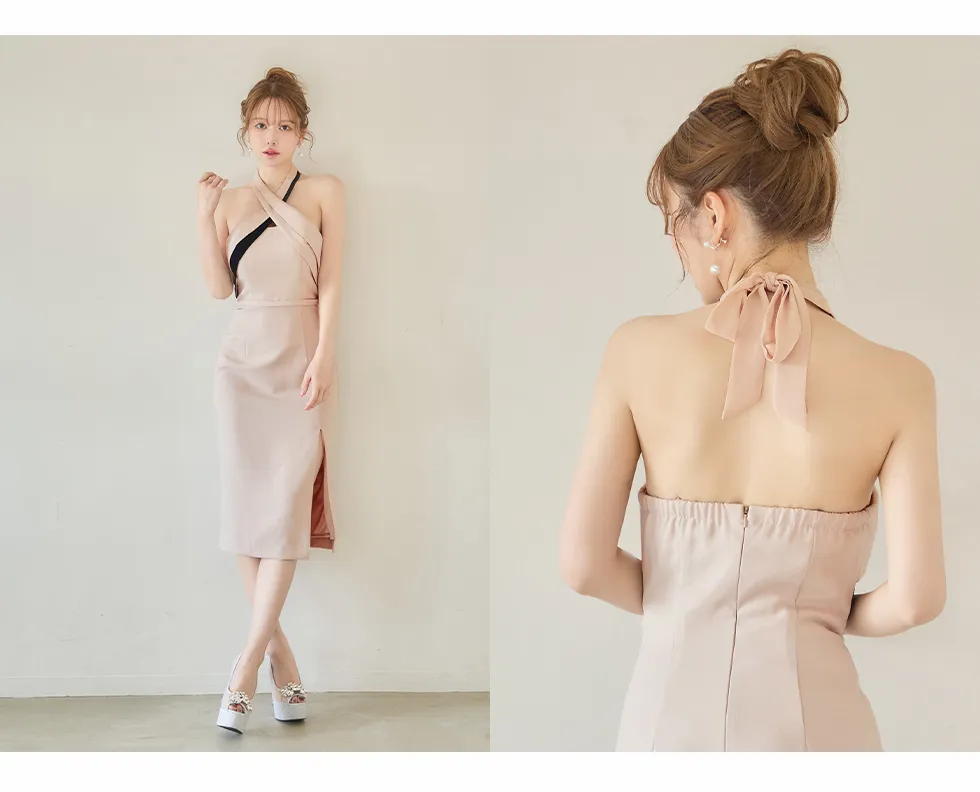 ゆめ 着用 2026年新作ドレス ミディアムドレス キャバドレス