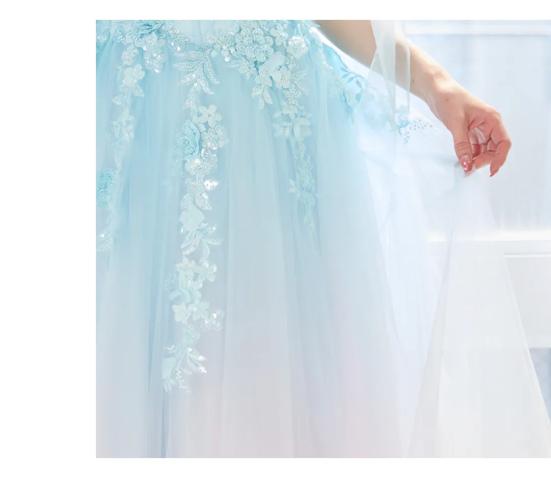 グラデーションドレス / シフォンドレス / フラワードレス / ロングドレス / フェミニンドレス / カラードレス / 韓国ドレス / パーティードレス 3