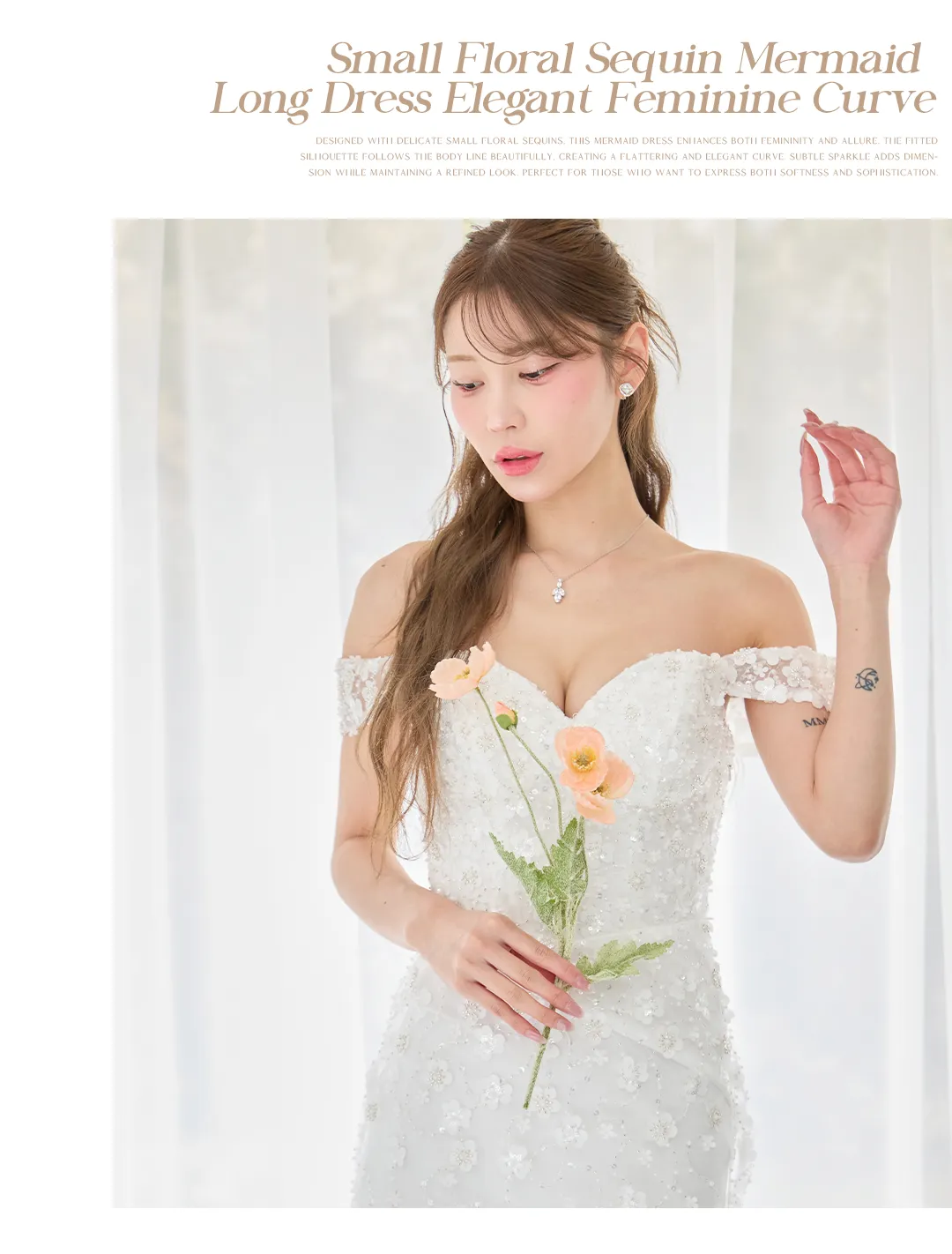マーメイドドレス / スパンコールドレス / フラワードレス / ロングドレス / フェミニンドレス / 韓国ドレス / パーティードレス / 細見えドレス 2