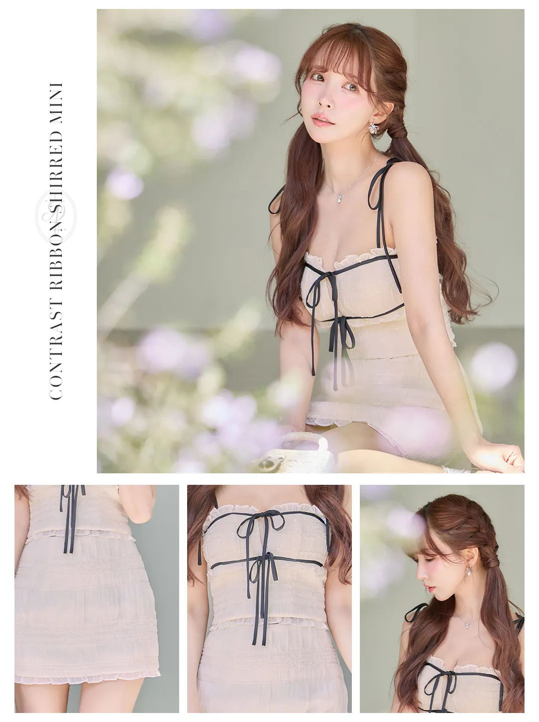 三上悠亜 2026年新作ドレス ミニドレス ROBE de FLEURS ローブドフルール シフォン リボン