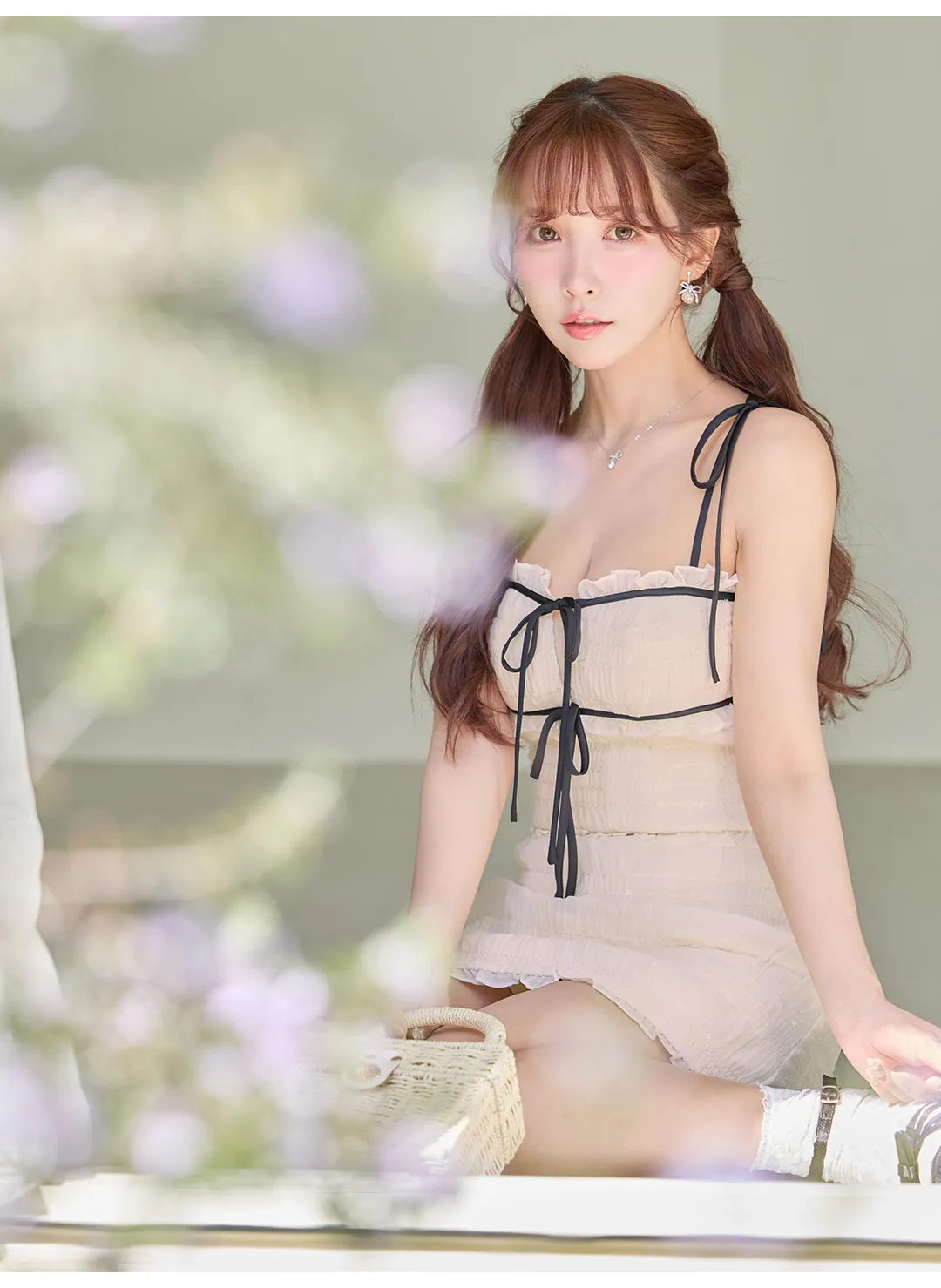 三上悠亜 2026年新作ドレス ミニドレス ROBE de FLEURS ローブドフルール シフォン リボン